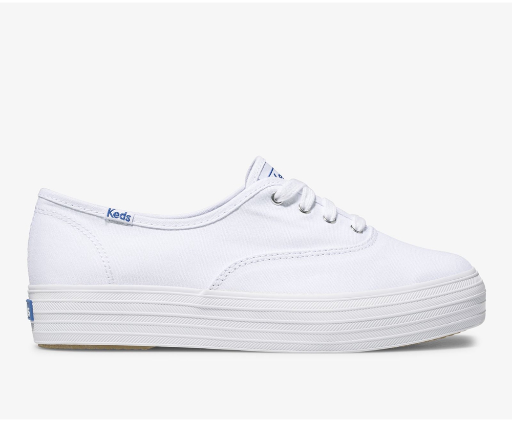 Womens Keds Sneakers - Triple Kick - White - 4713-DZKFP